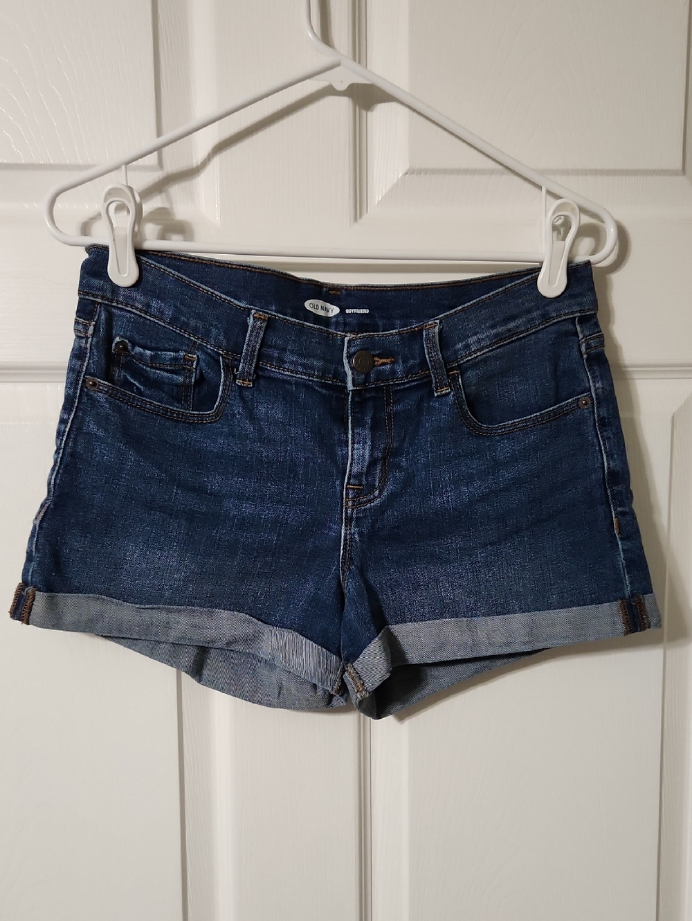 Old Navy Boyfriend Blue Denim Jean Shorts with Rolled Hem, Size 4
